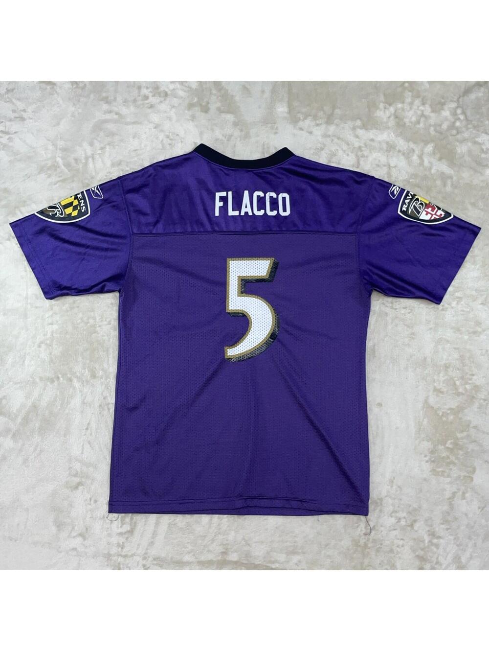 Reebok NFL Baltimore Ravens Joe Flacco #5 Youth XL(18-20) Purple Jersey